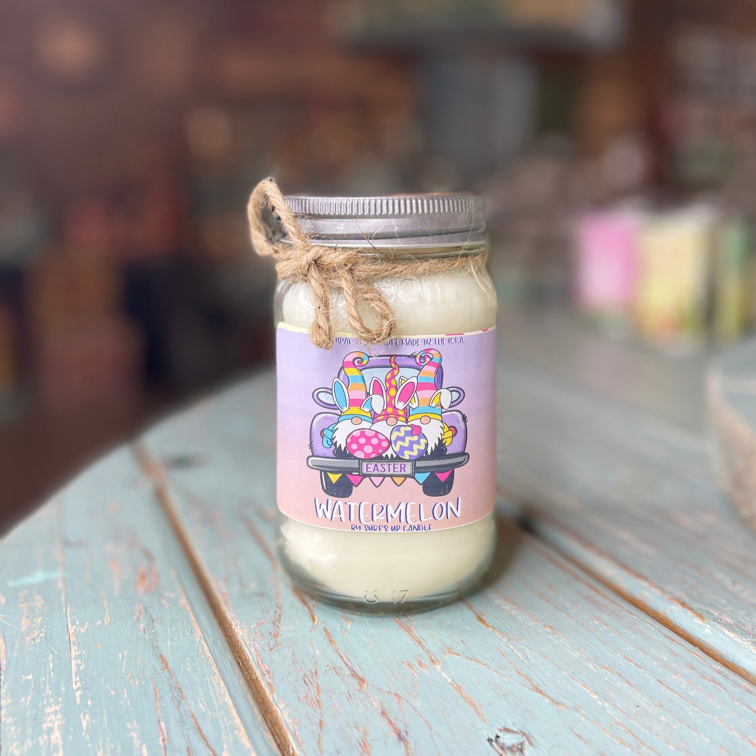 Easter Gnome Watermelon Mason Jar Candle - Easter Collection