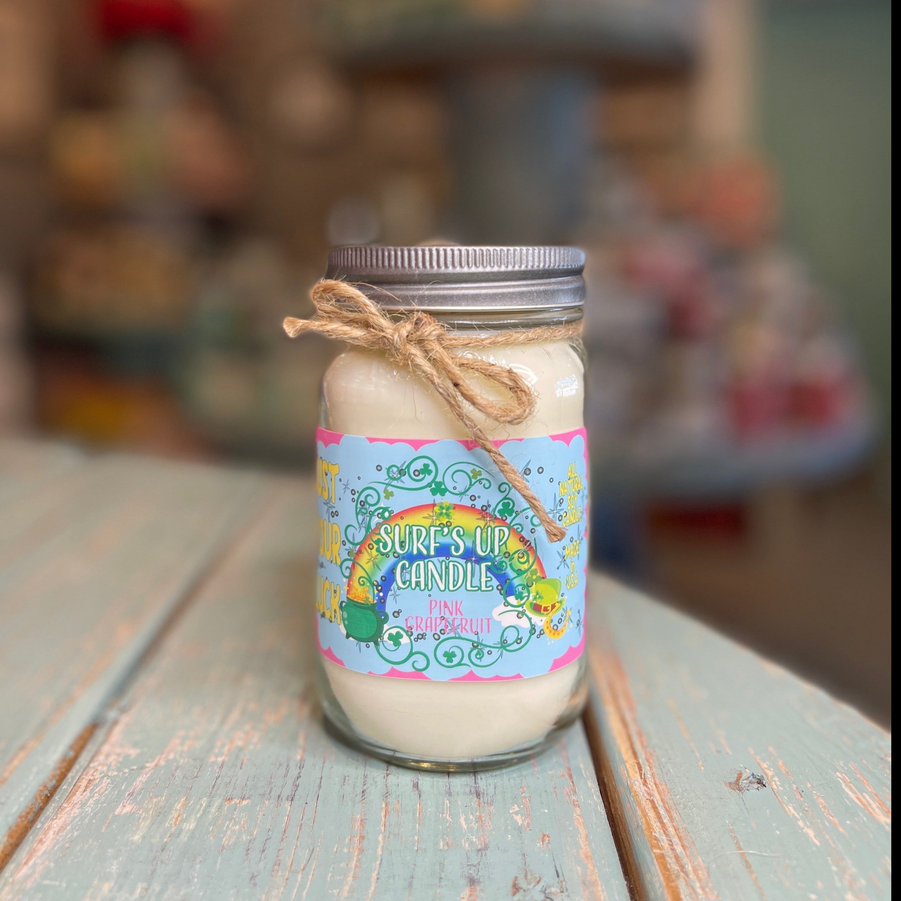 Just your Luck Pink Grapefruit Mason Jar Candle - St. Patrick's Day Collection