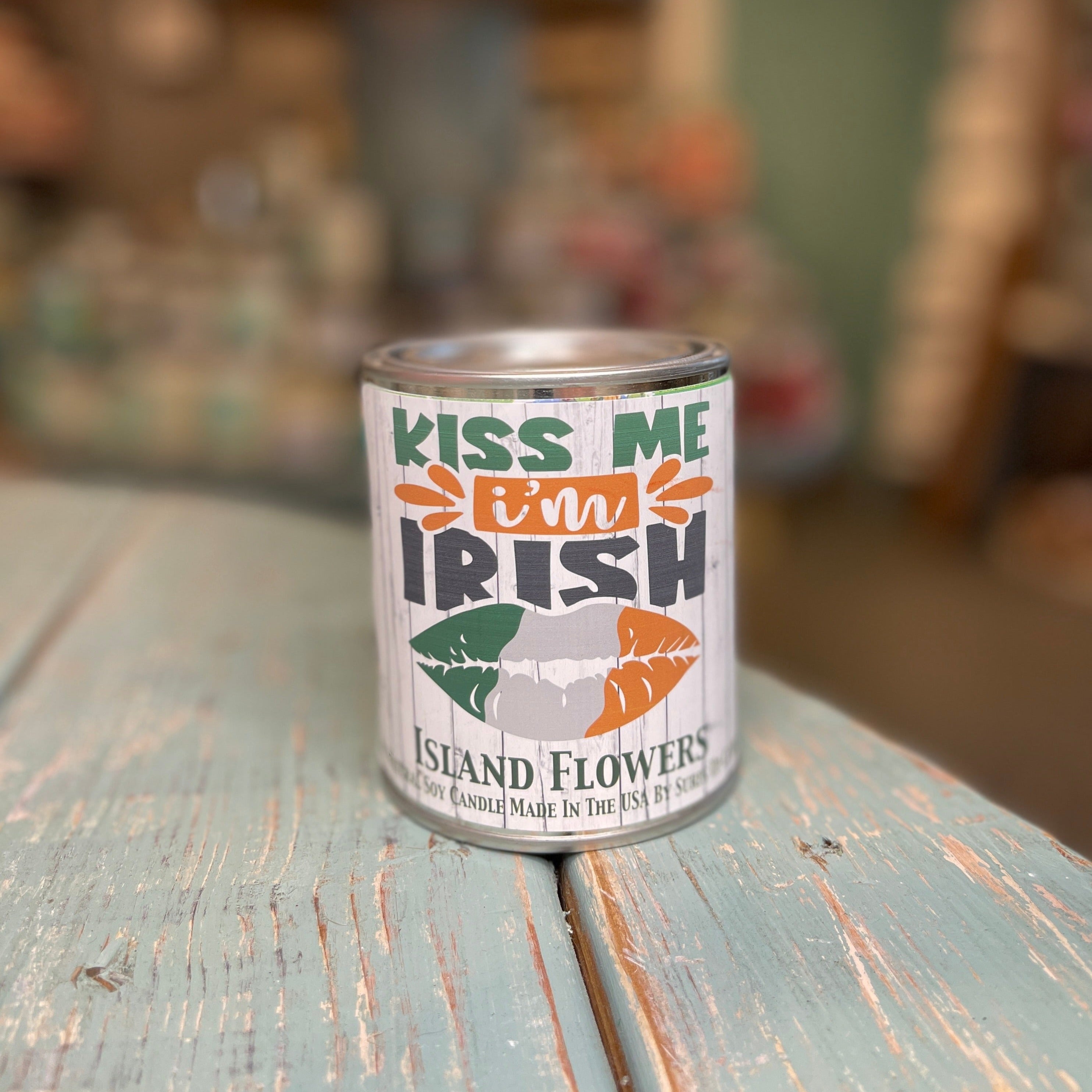 Kiss Me Island Flowers Paint Can Candle - St. Patrick's Day Collection