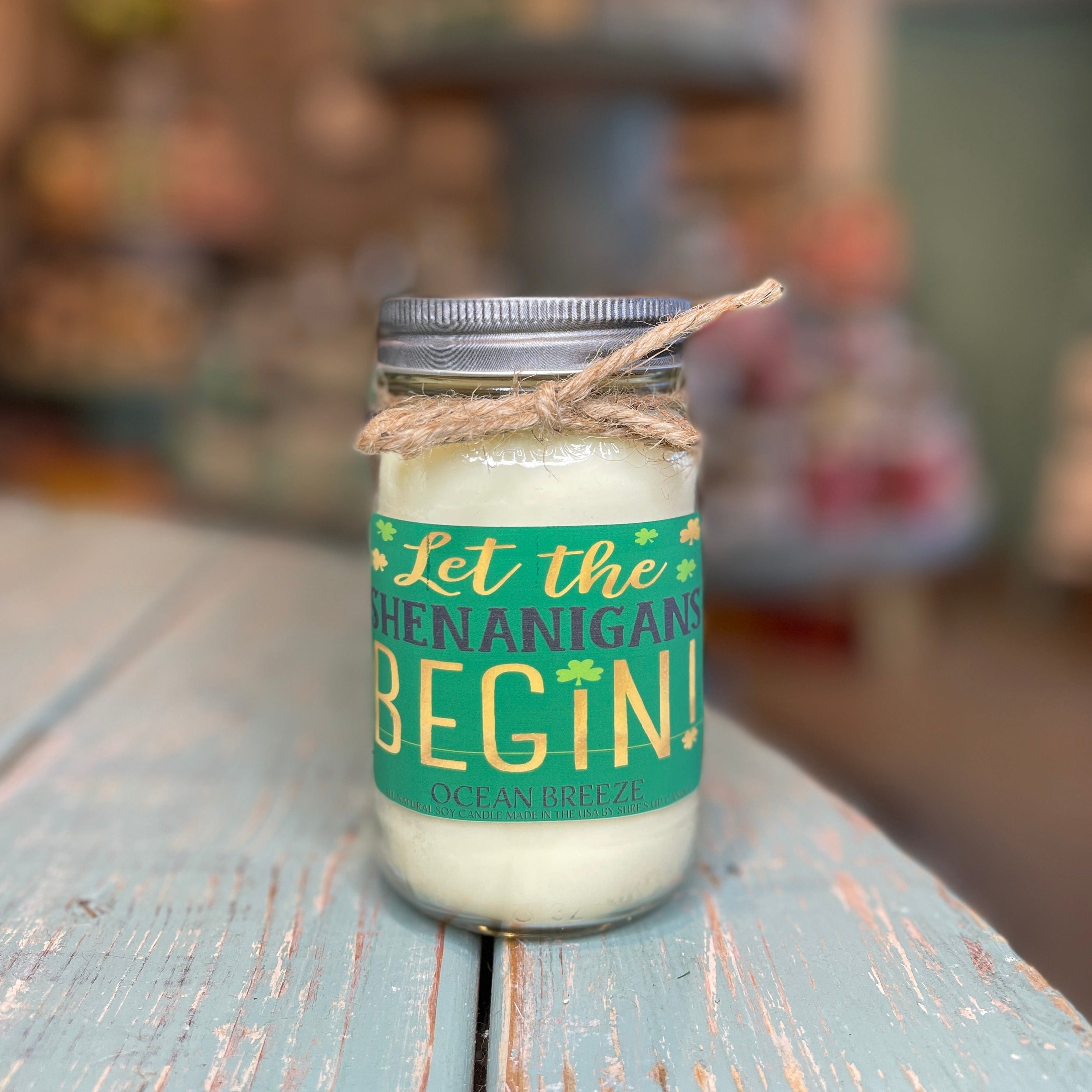 Shenanigans Ocean Breeze Mason Jar Candle - St. Patrick's Day Collection