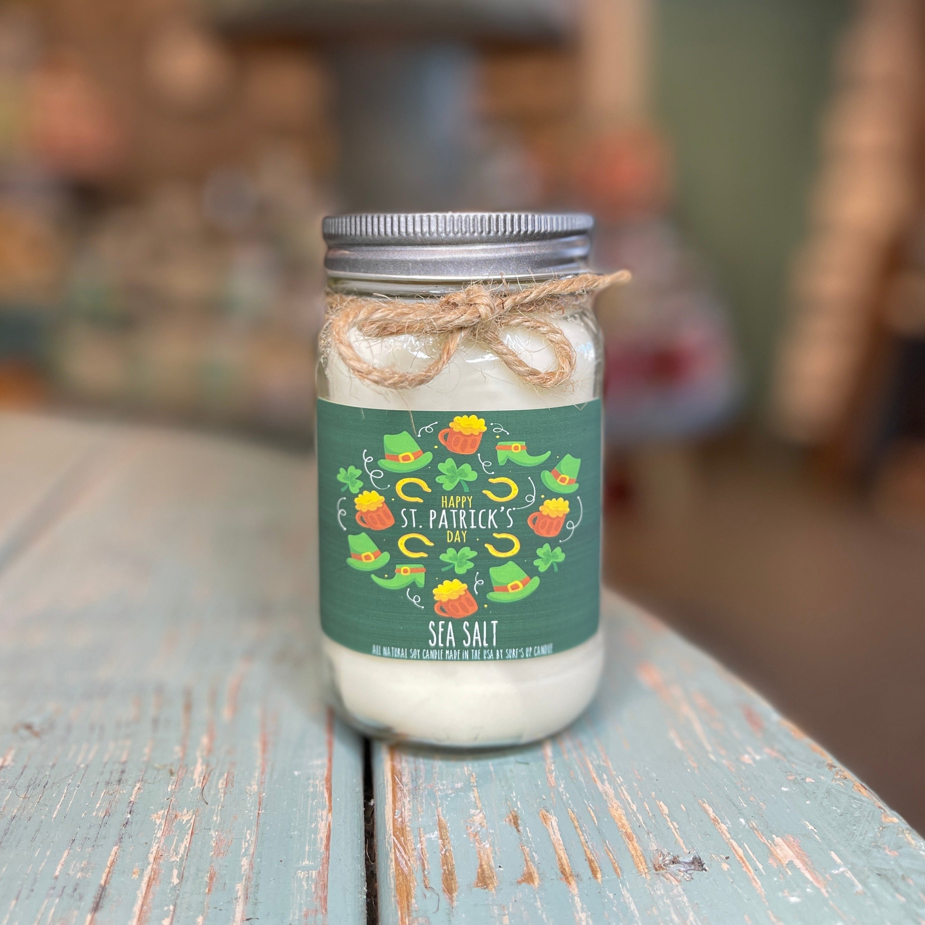 Happy & Green Sea Salt Mason Jar Candle - St. Patrick's Day Collection