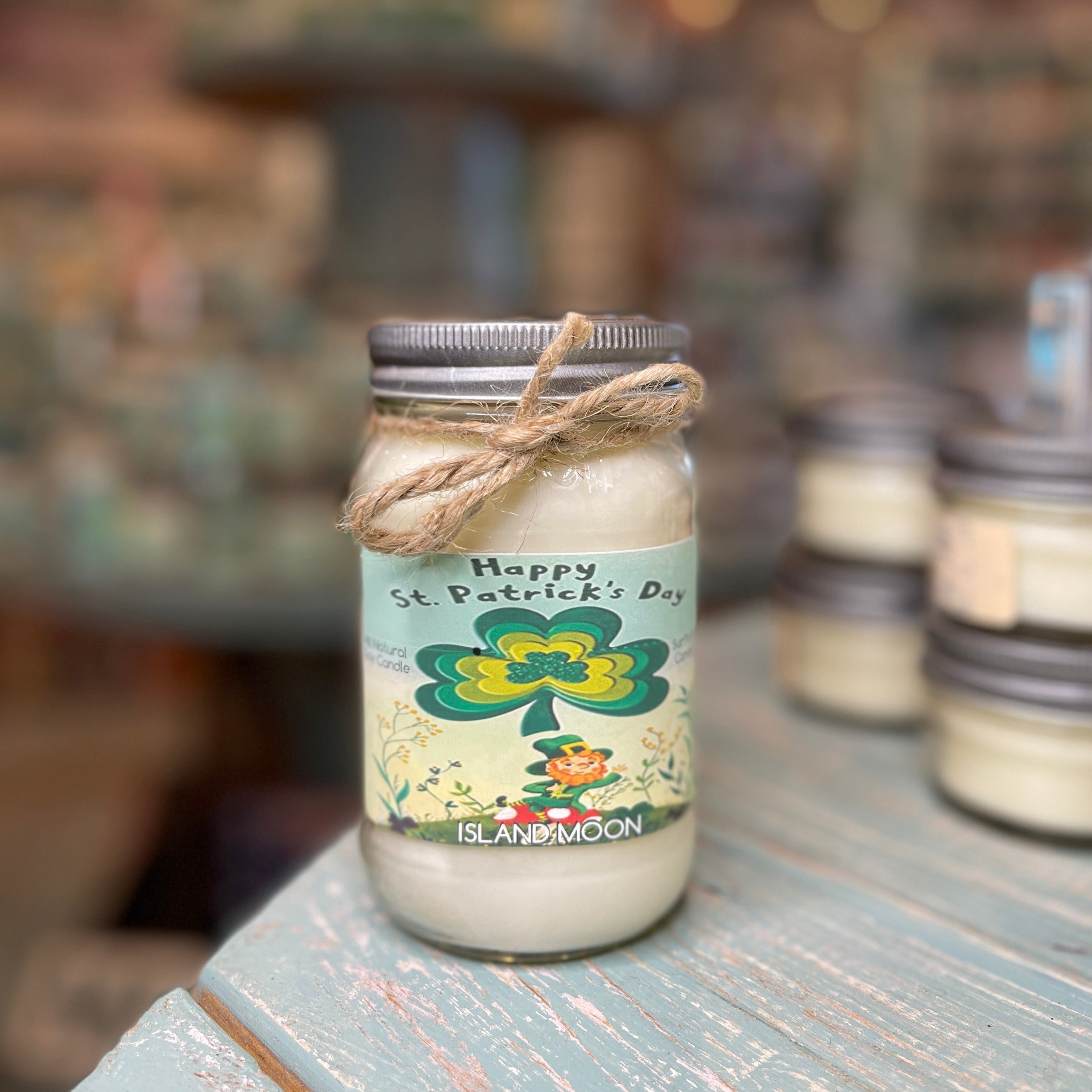 Super Lucky Island Moon Mason Jar Candle - St. Patrick's Day Collection