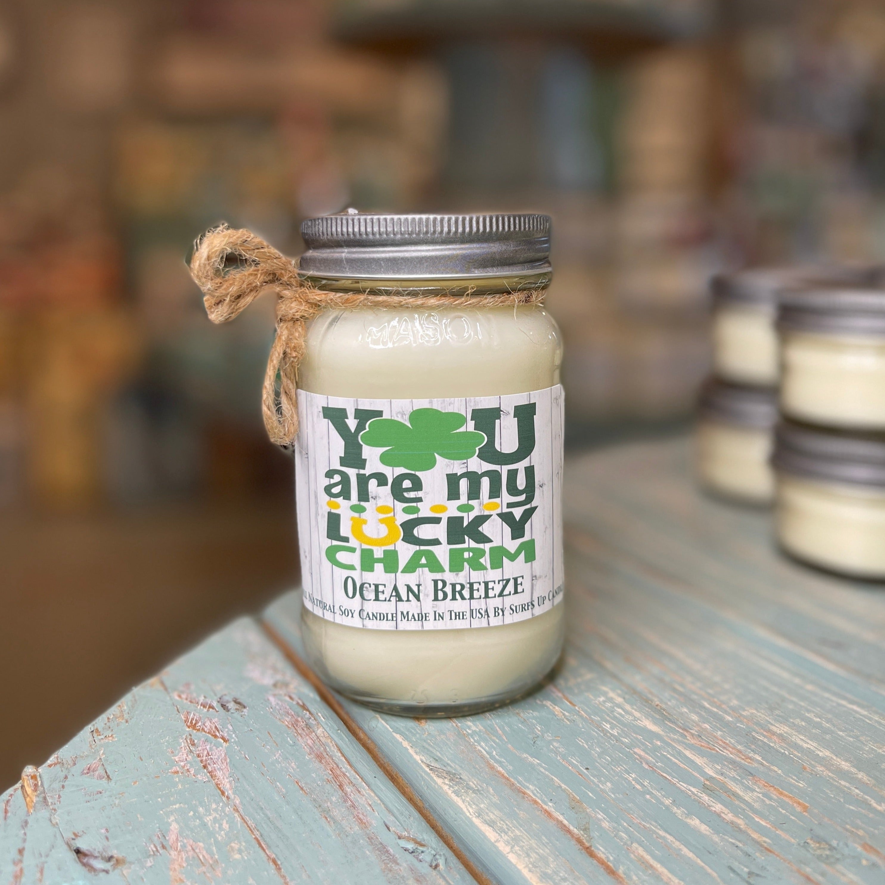 Lucky Charm Ocean Breeze Mason Jar Candle - St. Patrick's Day Collection