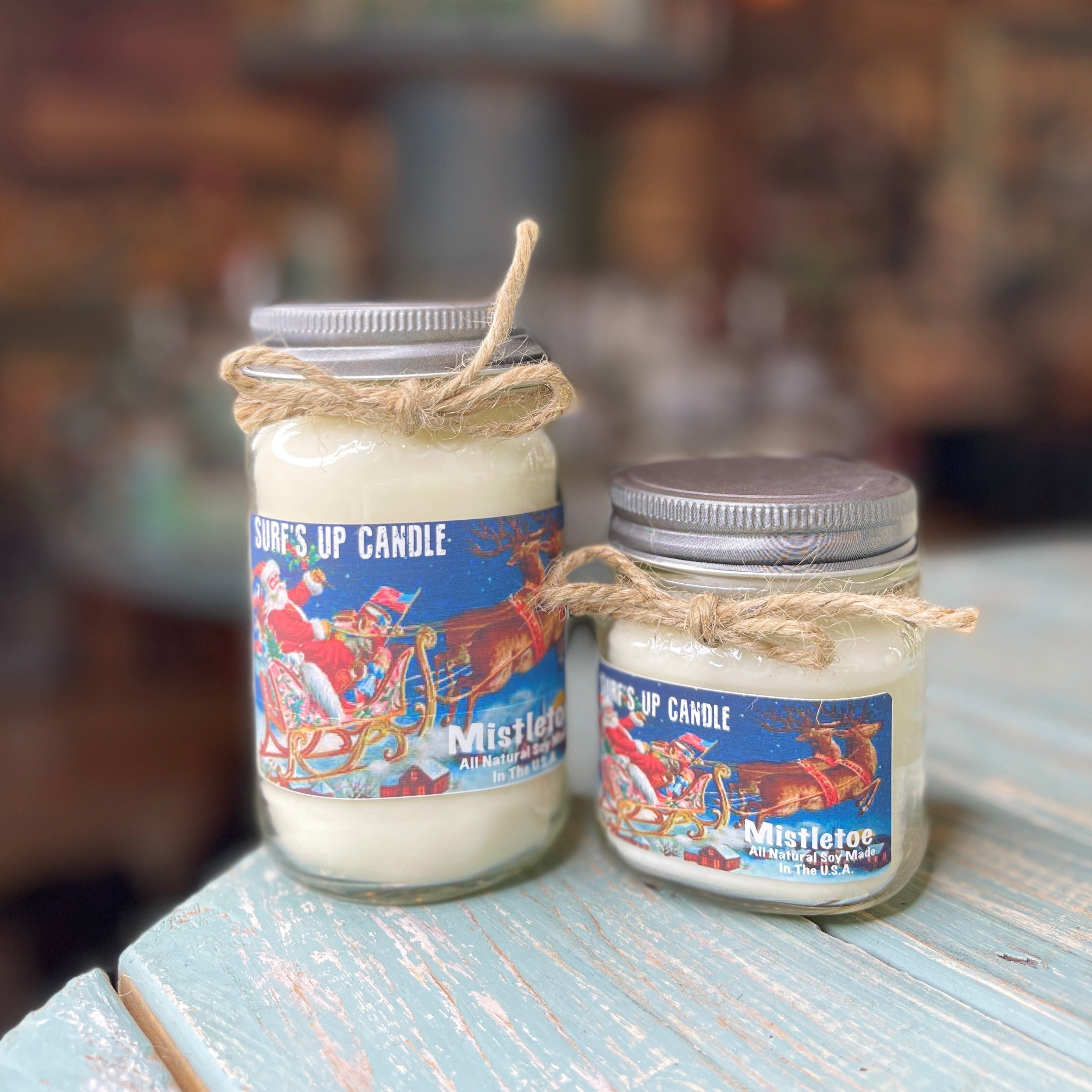 Mistletoe Santa Sled Mason Jar Candle - Vintage Collection